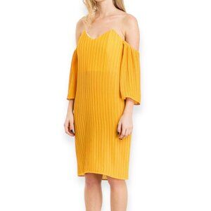 Elliatt Marigold Pleated Off Shoulder Dress XS Yellow NWT